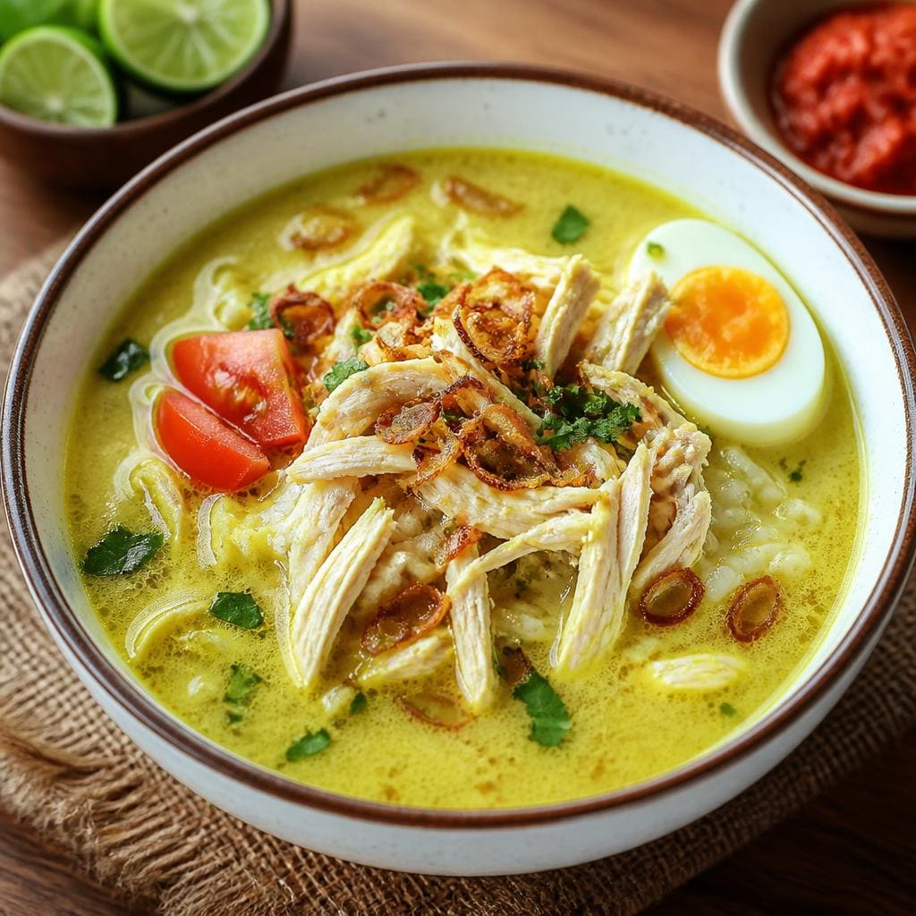 Soto Ayam Es Teler 77 dengan kuah santan ayam